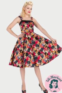 Miss Rachel – Bright Red Checker Floral Dress